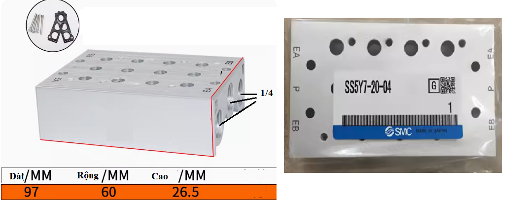 Đế van điện từ SS5Y7-20-04