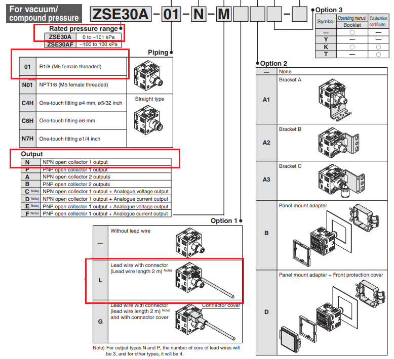 Công tắc áp suất âm ZSE30A-01-N-L